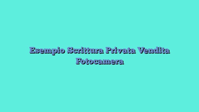 Esempio Scrittura Privata Vendita Fotocamera