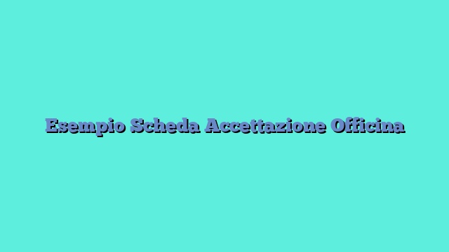 Esempio Scheda Accettazione Officina